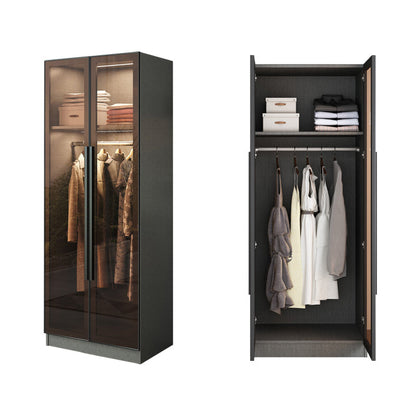 Modern Storage Cabinet with Glass Door Mirrored Finish Cabinet