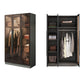 Modern Storage Cabinet with Glass Door Mirrored Finish Cabinet