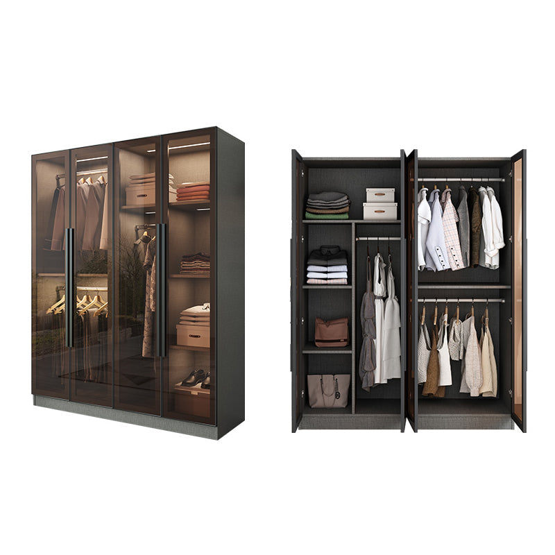 Modern Storage Cabinet with Glass Door Mirrored Finish Cabinet
