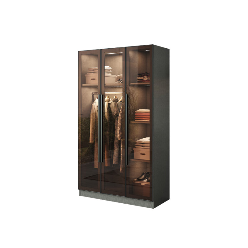 Modern Storage Cabinet with Glass Door Mirrored Finish Cabinet