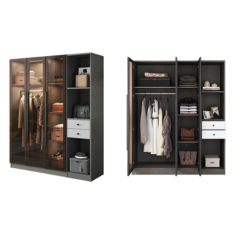 Modern Storage Cabinet with Glass Door Mirrored Finish Cabinet