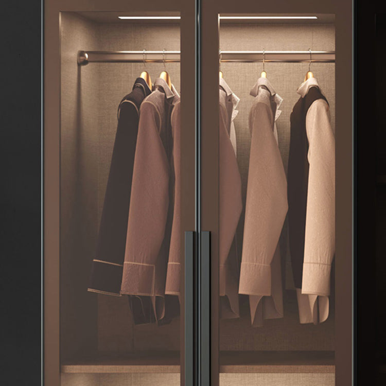 Modern Storage Cabinet with Glass Door Mirrored Finish Cabinet