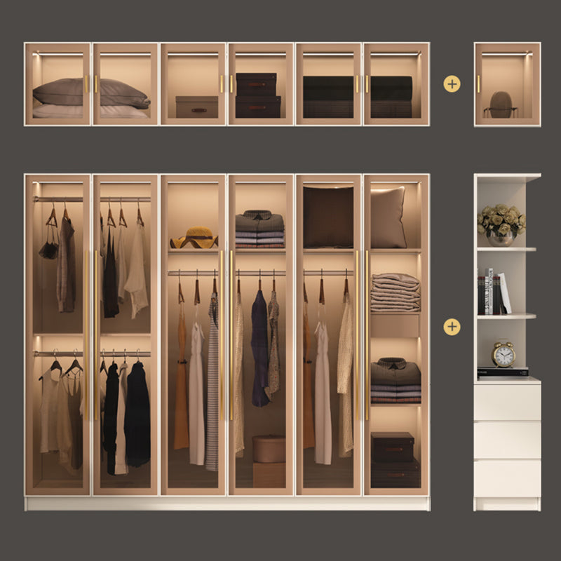 Contemporary Style Wardrobe Glass Wardrobe Closet With Shelves