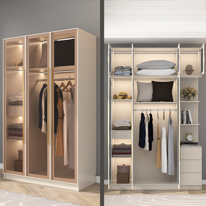 Contemporary Style Wardrobe Glass Wardrobe Closet With Shelves