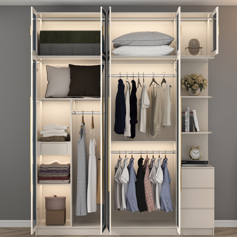 Contemporary Style Wardrobe Glass Wardrobe Closet With Shelves