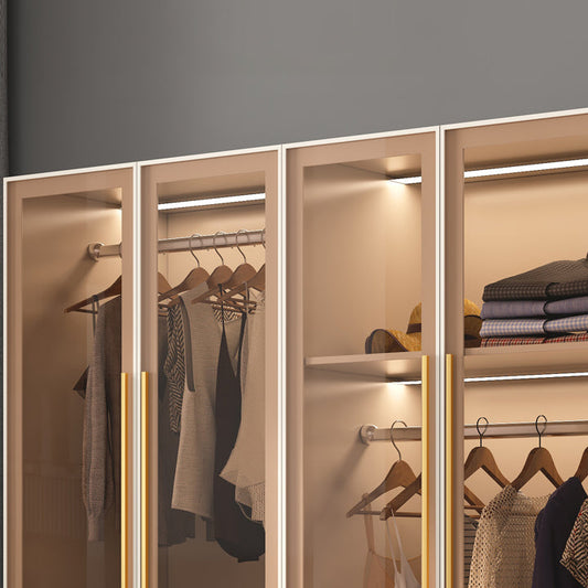 Contemporary Style Wardrobe Glass Wardrobe Closet With Shelves