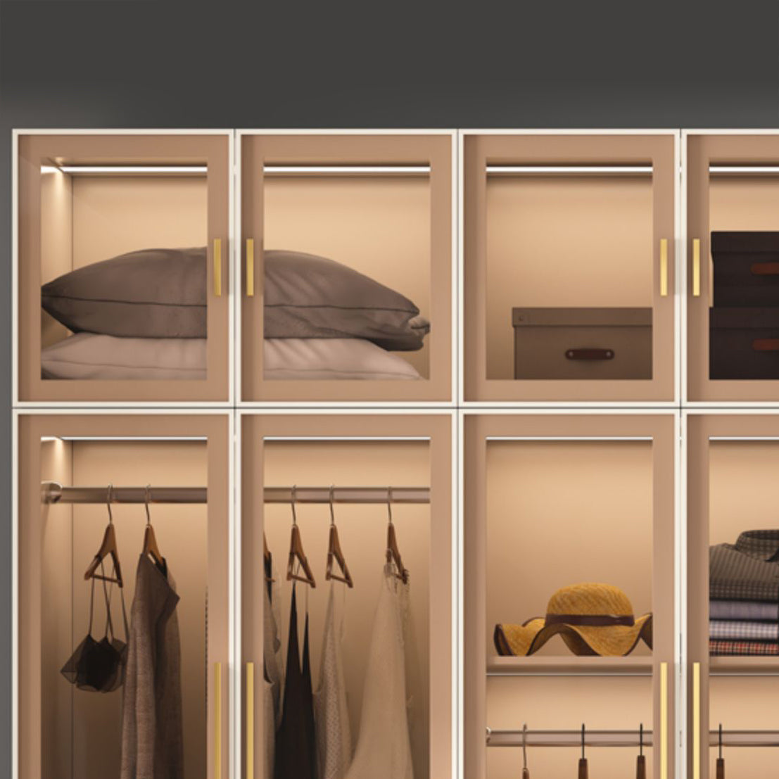 Contemporary Style Wardrobe Glass Wardrobe Closet With Shelves