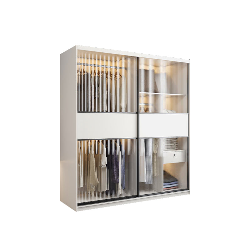 Modern Style Wardrobe White Colour Glass Wardrobe Closet With Drawer