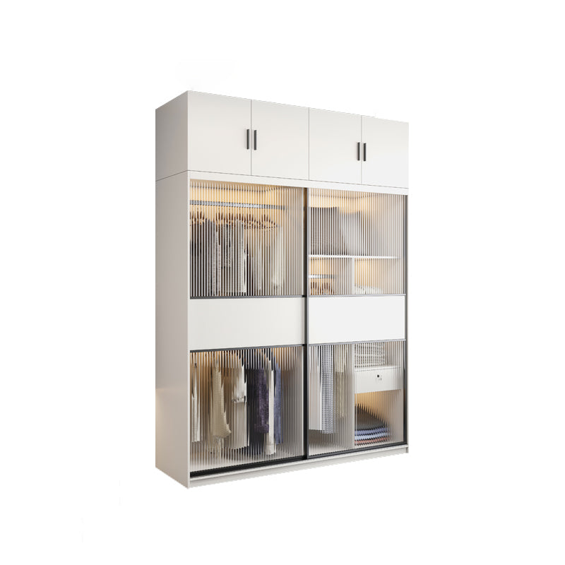 Modern Style Wardrobe White Colour Glass Wardrobe Closet With Drawer