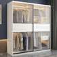 Modern Style Wardrobe White Colour Glass Wardrobe Closet With Drawer