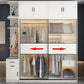 Modern Style Wardrobe White Colour Glass Wardrobe Closet With Drawer