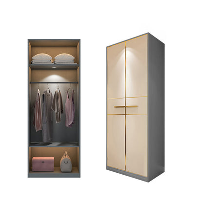Contemporary Style Wardrobe Wood Wardrobe Closet for Bedroom 31"L x 22"W x 79"H Gold Armoires & Wardrobes Clearhalo 'Armoires & Wardrobes' 'armoires_wardrobes' 'Bedroom Furniture' 'furn' 'furn_armoires_wardrobes' 'Furniture' 5452594