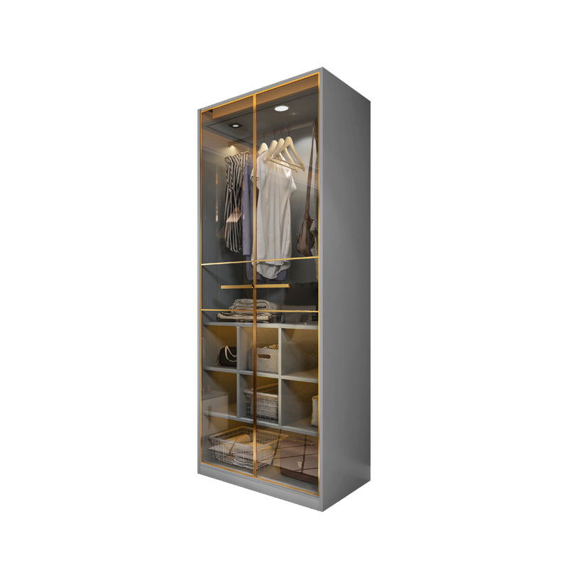 Contemporary Style Wardrobe Wood Wardrobe Closet for Bedroom 31"L x 22"W x 79"H Clear Armoires & Wardrobes Clearhalo 'Armoires & Wardrobes' 'armoires_wardrobes' 'Bedroom Furniture' 'furn' 'furn_armoires_wardrobes' 'Furniture' 5452600