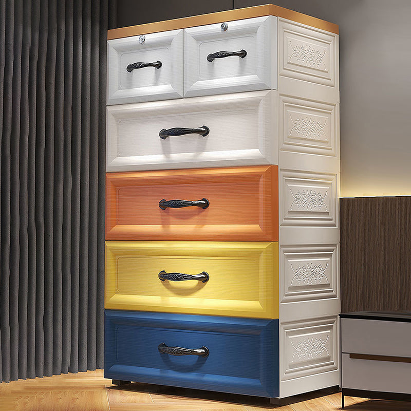 Modern Style Wardrobe Plastic Bedroom Wardrobe Closet With Drawers