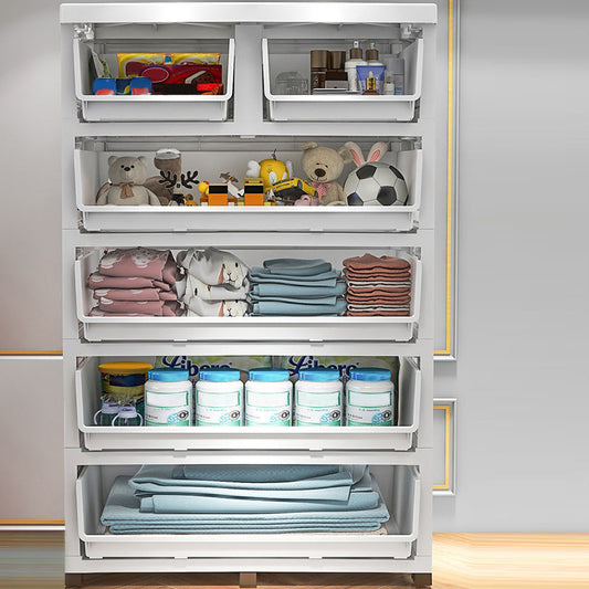 Modern Style Wardrobe Plastic Bedroom Wardrobe Closet With Drawers