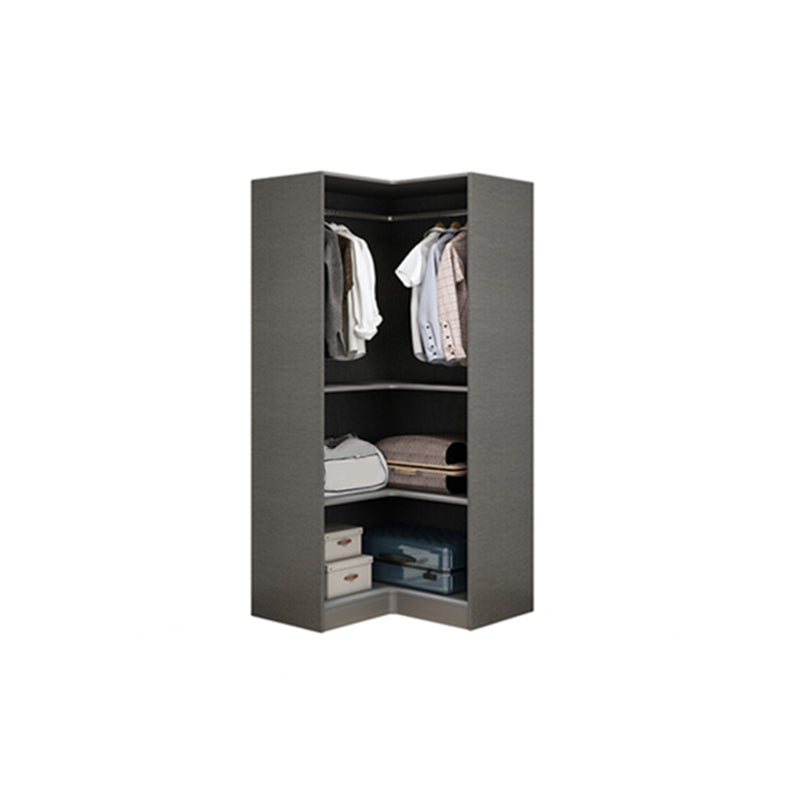 Modern Style Wardrobe Grey Colour Glass Wardrobe Closet for Bedroom 18"L x 19"W x 77"H Armoires & Wardrobes Clearhalo 'Armoires & Wardrobes' 'armoires_wardrobes' 'Bedroom Furniture' 'furn' 'furn_armoires_wardrobes' 'Furniture' 5452838