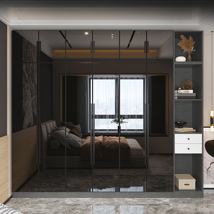 Modern Style Wardrobe Grey Colour Glass Wardrobe Closet for Bedroom Clearhalo 'Armoires & Wardrobes' 'armoires_wardrobes' 'Bedroom Furniture' 'furn' 'furn_armoires_wardrobes' 'Furniture' 5452839