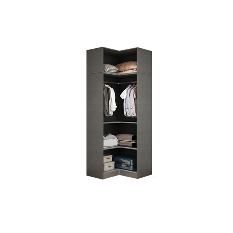 Modern Style Wardrobe Grey Colour Glass Wardrobe Closet for Bedroom 18"L x 19"W x 77"H Armories & Top Cabinet Clearhalo 'Armoires & Wardrobes' 'armoires_wardrobes' 'Bedroom Furniture' 'furn' 'furn_armoires_wardrobes' 'Furniture' 5452840