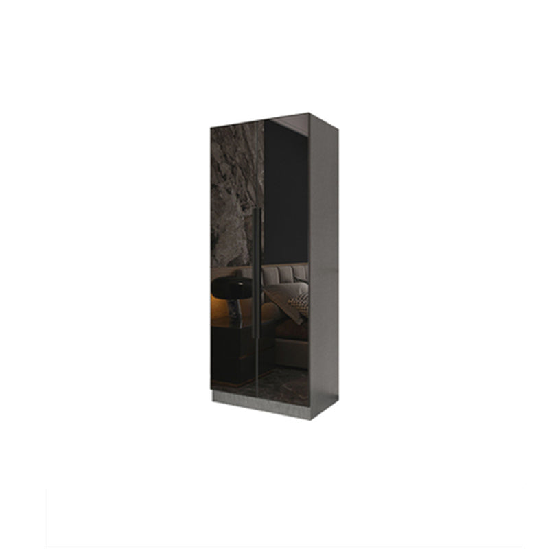 Modern Style Wardrobe Grey Colour Glass Wardrobe Closet for Bedroom 31.5"L x 20"W x 77"H Armoires & Wardrobes Clearhalo 'Armoires & Wardrobes' 'armoires_wardrobes' 'Bedroom Furniture' 'furn' 'furn_armoires_wardrobes' 'Furniture' 5452841