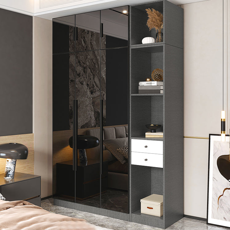 Modern Style Wardrobe Grey Colour Glass Wardrobe Closet for Bedroom Clearhalo 'Armoires & Wardrobes' 'armoires_wardrobes' 'Bedroom Furniture' 'furn' 'furn_armoires_wardrobes' 'Furniture' 5452843