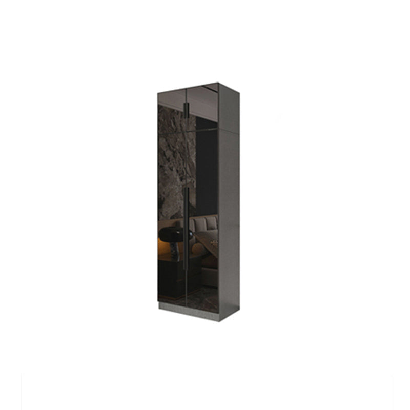 Modern Style Wardrobe Grey Colour Glass Wardrobe Closet for Bedroom 31.5"L x 20"W x 77"H Armories & Top Cabinet Clearhalo 'Armoires & Wardrobes' 'armoires_wardrobes' 'Bedroom Furniture' 'furn' 'furn_armoires_wardrobes' 'Furniture' 5452844
