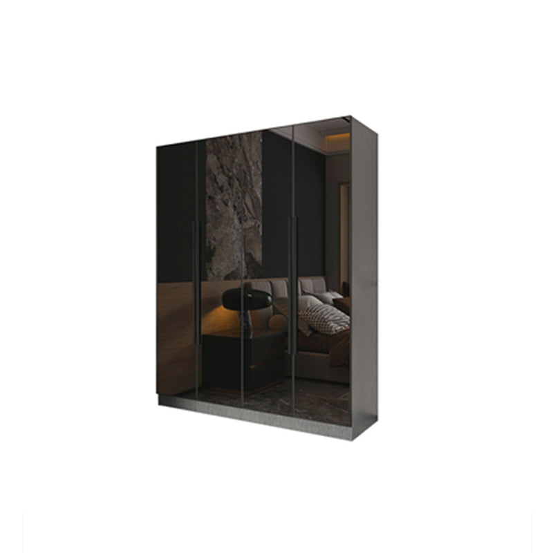 Modern Style Wardrobe Grey Colour Glass Wardrobe Closet for Bedroom 62.99"L x 20"W x 77"H Armoires & Wardrobes Clearhalo 'Armoires & Wardrobes' 'armoires_wardrobes' 'Bedroom Furniture' 'furn' 'furn_armoires_wardrobes' 'Furniture' 5452847