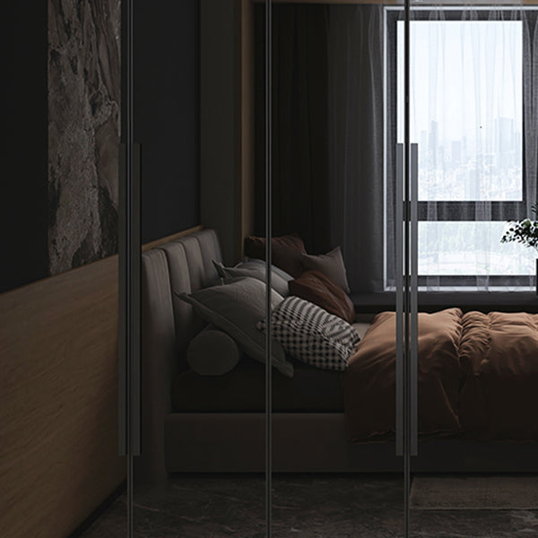 Modern Style Wardrobe Grey Colour Glass Wardrobe Closet for Bedroom Clearhalo 'Armoires & Wardrobes' 'armoires_wardrobes' 'Bedroom Furniture' 'furn' 'furn_armoires_wardrobes' 'Furniture' 5452848