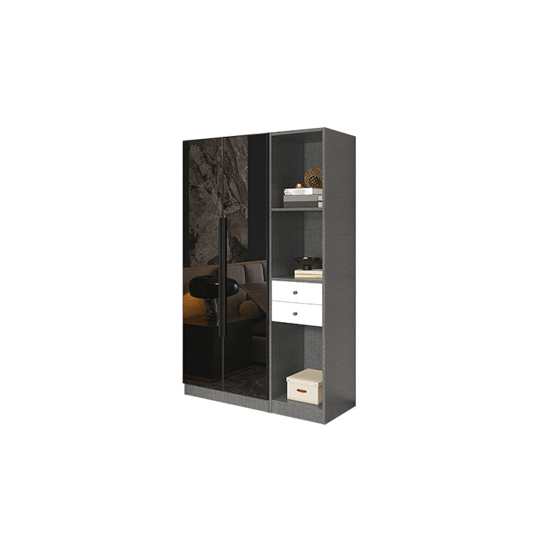Modern Style Wardrobe Grey Colour Glass Wardrobe Closet for Bedroom 31.5"L x 20"W x 77"H Armoires & Sideboard Clearhalo 'Armoires & Wardrobes' 'armoires_wardrobes' 'Bedroom Furniture' 'furn' 'furn_armoires_wardrobes' 'Furniture' 5452849