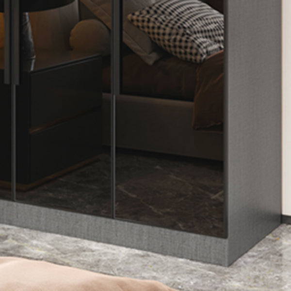 Modern Style Wardrobe Grey Colour Glass Wardrobe Closet for Bedroom Clearhalo 'Armoires & Wardrobes' 'armoires_wardrobes' 'Bedroom Furniture' 'furn' 'furn_armoires_wardrobes' 'Furniture' 5452852