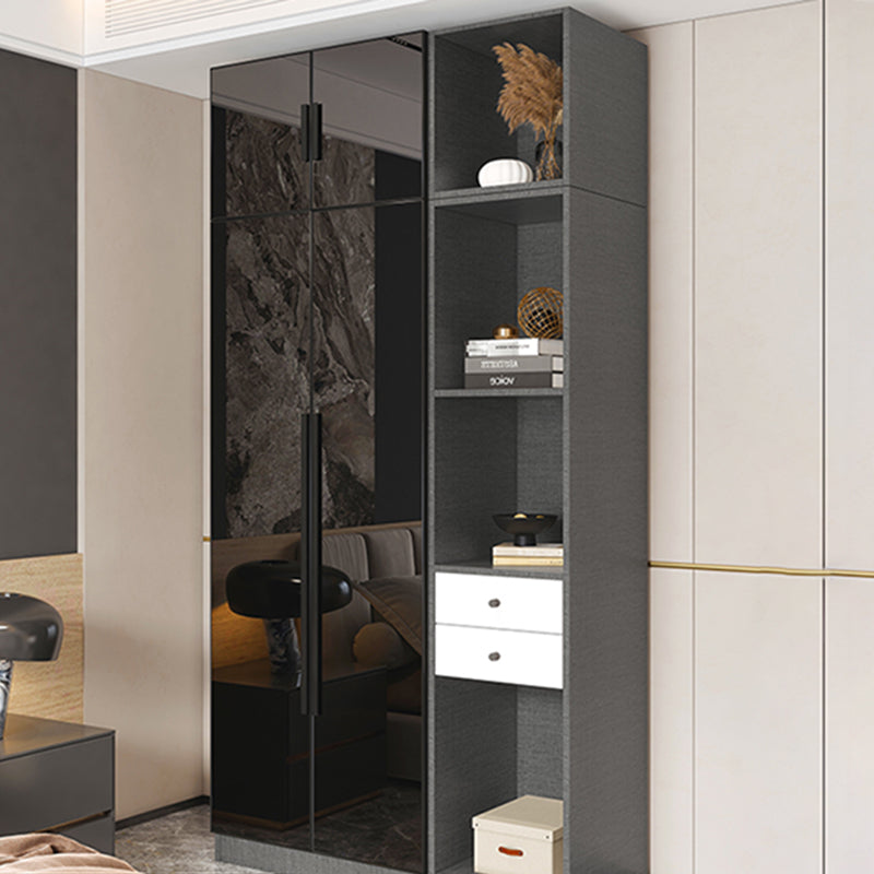Modern Style Wardrobe Grey Colour Glass Wardrobe Closet for Bedroom Clearhalo 'Armoires & Wardrobes' 'armoires_wardrobes' 'Bedroom Furniture' 'furn' 'furn_armoires_wardrobes' 'Furniture' 5452854
