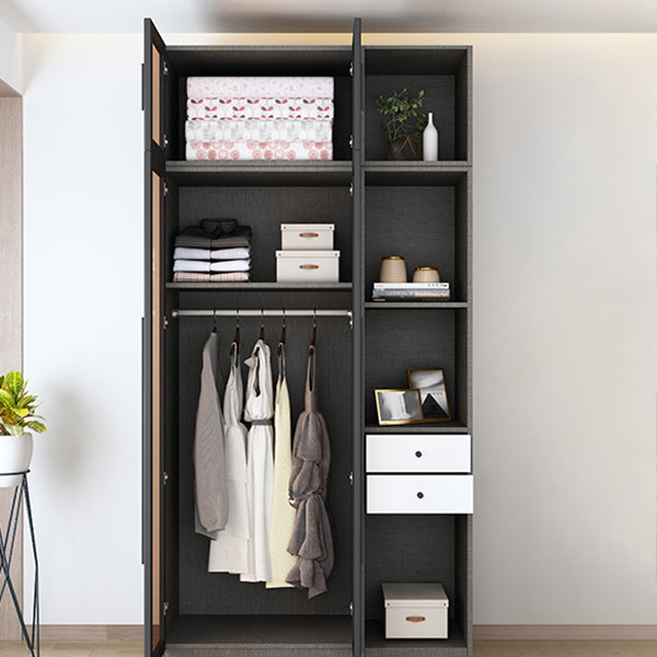 Modern Style Wardrobe Grey Colour Glass Wardrobe Closet for Bedroom Clearhalo 'Armoires & Wardrobes' 'armoires_wardrobes' 'Bedroom Furniture' 'furn' 'furn_armoires_wardrobes' 'Furniture' 5452855