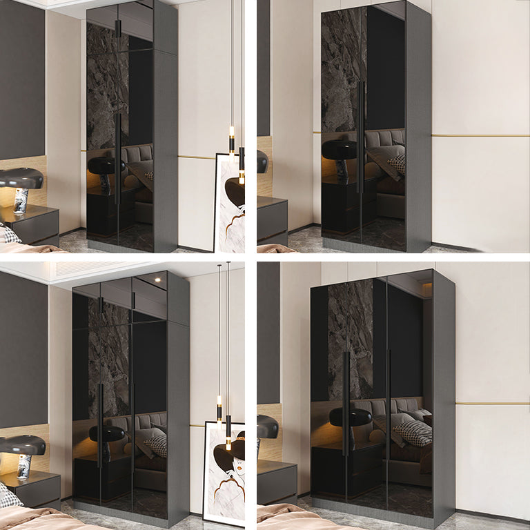 Modern Style Wardrobe Grey Colour Glass Wardrobe Closet for Bedroom Clearhalo 'Armoires & Wardrobes' 'armoires_wardrobes' 'Bedroom Furniture' 'furn' 'furn_armoires_wardrobes' 'Furniture' 5452857