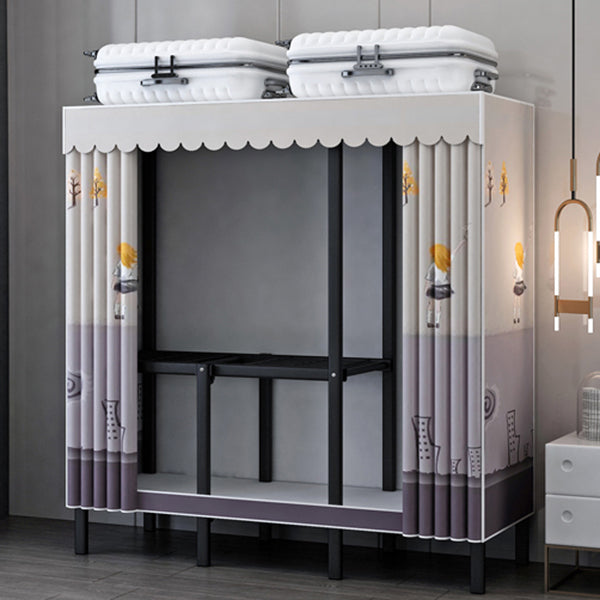 Folding Contemporary Wardrobe Armoire Steel Frame Wardrobe Cabinet for Bedroom