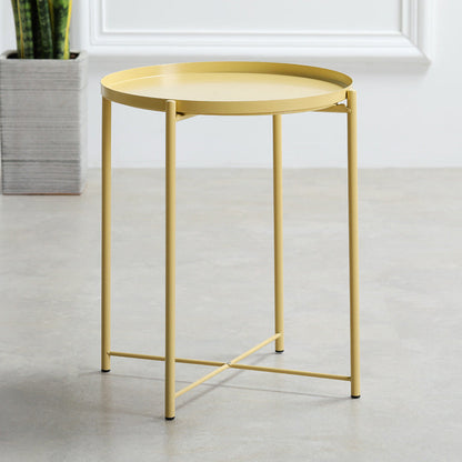 Nordique Round Tray Top Night Table 20 "Métal à quatre jambes Métalle de haut