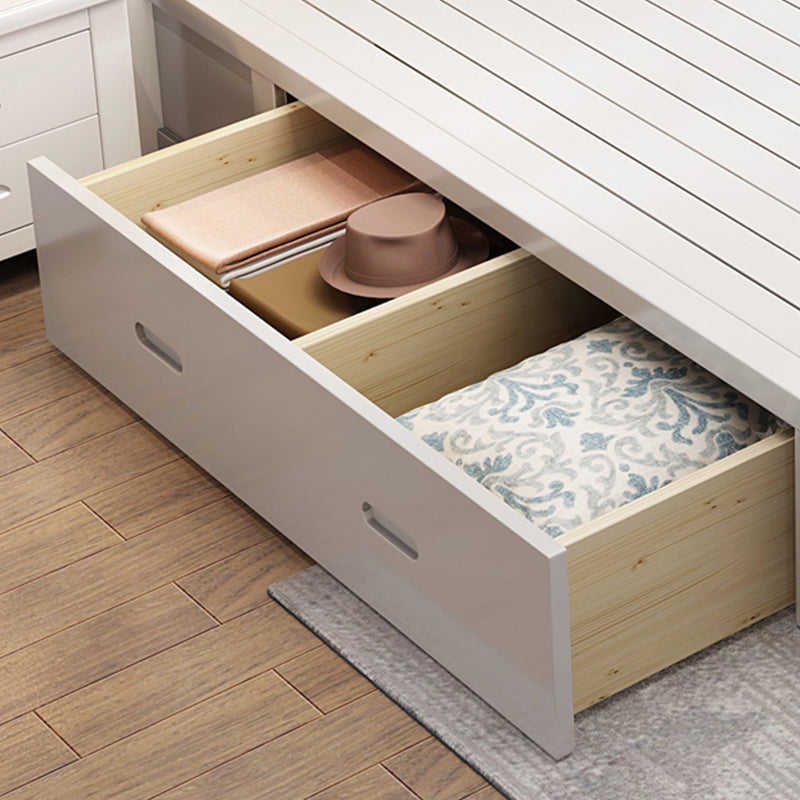 Modern Solid Color Wood Panel Standard Bed, Rectangular Headboard Bed Clearhalo 'Bedroom Furniture' 'Beds' 'furn' 'furn_beds' 'Furniture' 5453230