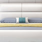Modern Solid Color Wood Panel Standard Bed, Rectangular Headboard Bed