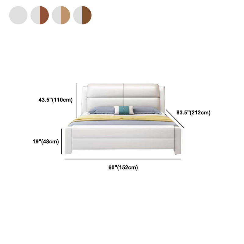 Modern Solid Color Wood Panel Standard Bed, Rectangular Headboard Bed Clearhalo 'Bedroom Furniture' 'Beds' 'furn' 'furn_beds' 'Furniture' 5453233