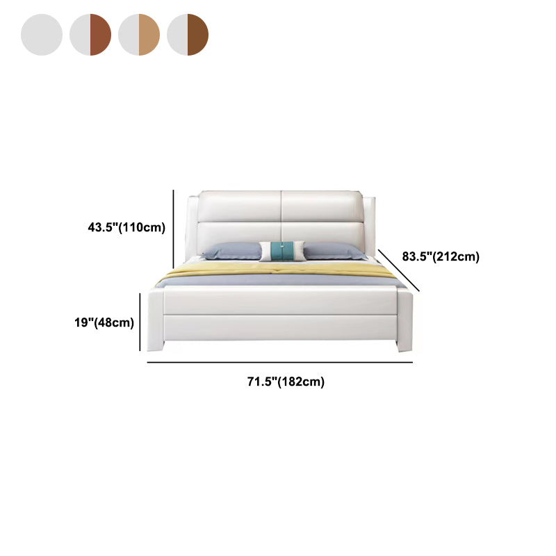 Modern Solid Color Wood Panel Standard Bed, Rectangular Headboard Bed Clearhalo 'Bedroom Furniture' 'Beds' 'furn' 'furn_beds' 'Furniture' 5453234