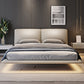 Genuine Leather Platform Bed Frame Modern Low Profile Bed Frame in Gray Panel Queen Clearhalo 'Bedroom Furniture' 'Beds' 'furn' 'furn_beds' 'Furniture' 5453248