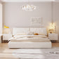 Modern Style Upholstered Headboard White Imitation Leather Bed