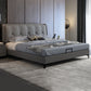 Letto standard grigio contemporaneo con letto trapuntato e gambe
