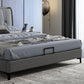 Letto standard grigio contemporaneo con letto trapuntato e gambe