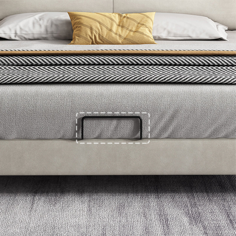 Modern wit houten standaardbed met rechthoekig paneelhoofdeinde