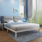 Contemporary Metal Platform Bed Panel Frame with Upholstered Headboard California King White Clearhalo 'Bedroom Furniture' 'Beds' 'furn' 'furn_beds' 'Furniture' 5453365
