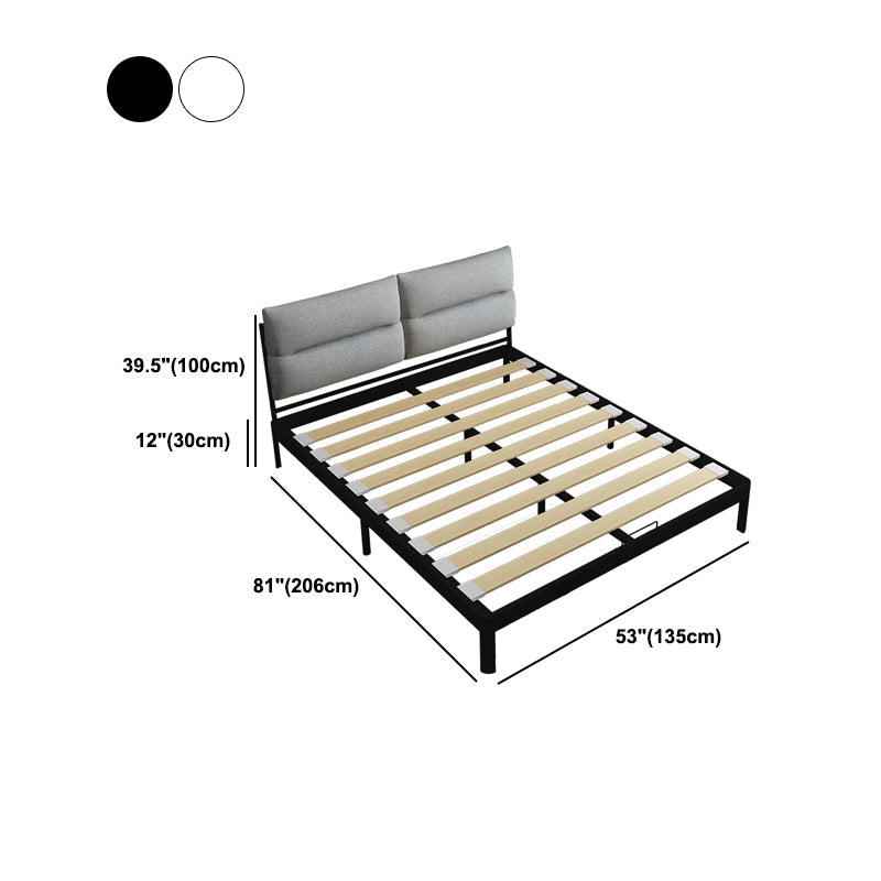 Contemporary Metal Platform Bed Panel Frame with Upholstered Headboard Clearhalo 'Bedroom Furniture' 'Beds' 'furn' 'furn_beds' 'Furniture' 5453373