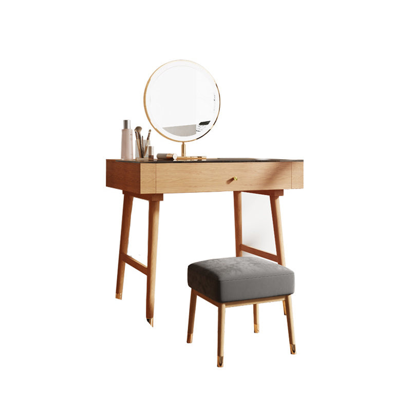 Scandinavian Makeup Vanity Table with Mirror and Stool for Bedroom