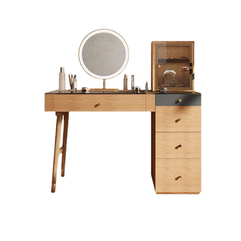Scandinavian Makeup Vanity Table with Mirror and Stool for Bedroom