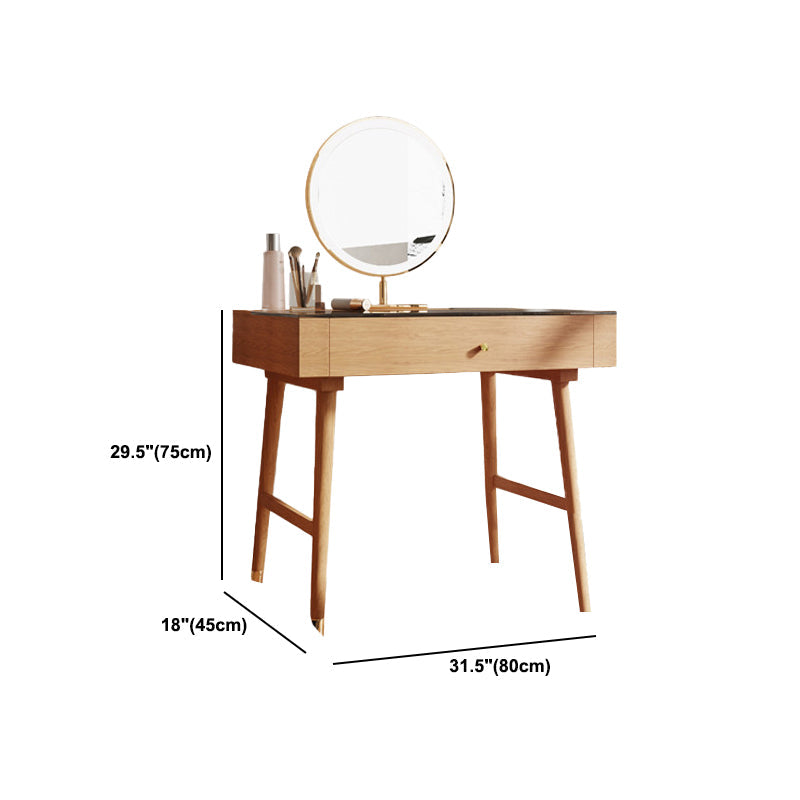 Scandinavian Makeup Vanity Table with Mirror and Stool for Bedroom
