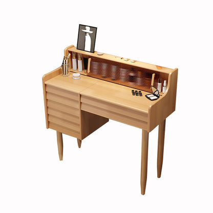Traditional Wooden Makeup Vanity Table with Stool for Bedroom
