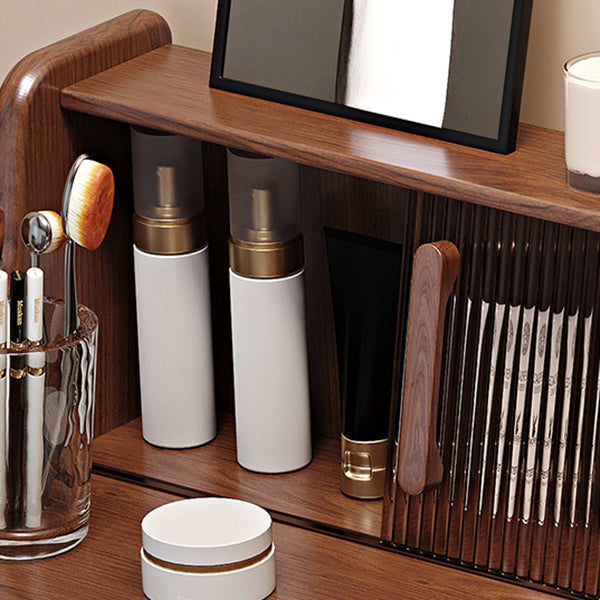 Traditional Wooden Makeup Vanity Table with Stool for Bedroom